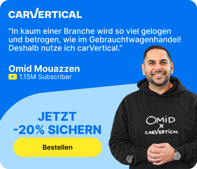 Omid Mouazzen carVertical Rabattbanner mit Code SAYEDI